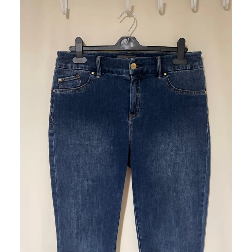 Women's Chico's So Slimming Dark Blue Skinny Jeans Size 0/ Small Gold Hardware